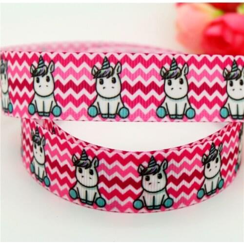 DHK 7/8'' 5yards unicorn printed grosgrain ribbon headwear hair bow diy party decoration OEM 22mm E1193