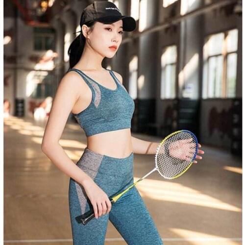Fitness suit jump gymnastics running sportswear vest elastic tights two-piece suit bra ladies fitness dance yoga sports suit