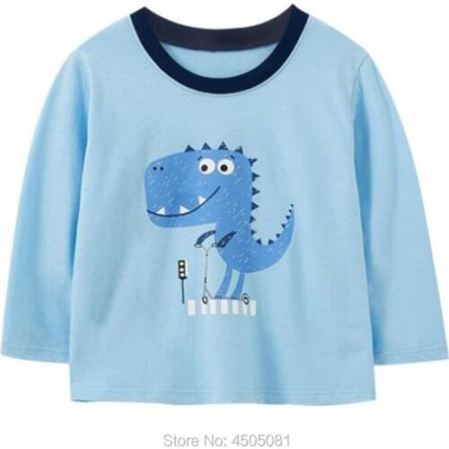 Dinosaur 100% Cotton Casual t shirt Long Sleeve Kids Children Tee Tops Undershirt Spring Autumn Infant Baby Boys Clothes t-shirt
