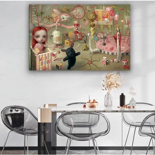 Canvas Oil painting Mark Ryden《The Magic Circus, 2018》Artwork Poster Picture Modern Wall Decor Home Living room Decoration