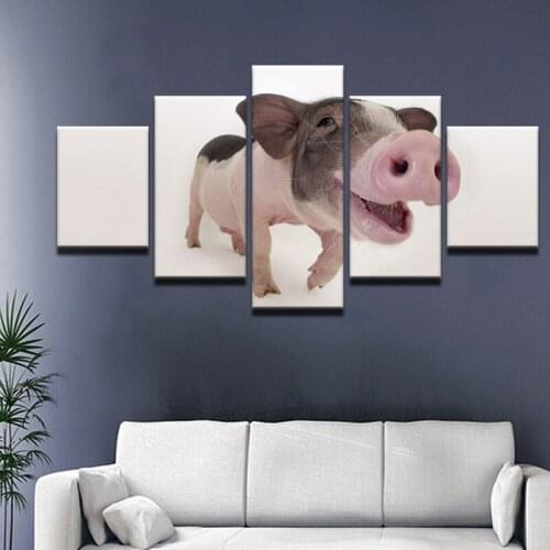 Canvas Art Painted True Natural Lovely Animal Pig Oil Painting Modern Living Room Wall Decor Picture Framed