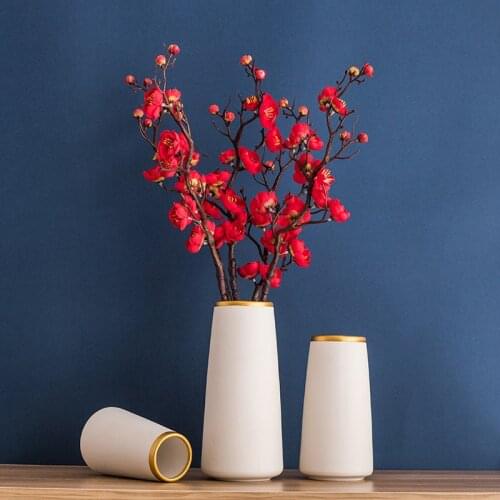 Nordic Ceramic Vase Artificial Flower Accessories Clubs Dining Table Furnishing Decoration Home Livngroom Desk Figurines Crafts