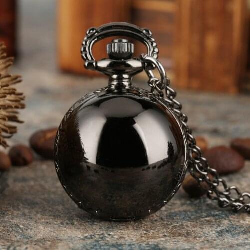 Classic Black/Silver Smooth Ball Pocket Watch Mini Clock Practical Necklace Chain Pendant Watch Gifts For Men Women reloj