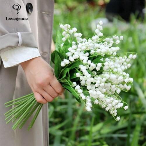 Lovegrace 3pcs Lily of the Valley Bouquet Bridesmaid Flower Bunch Bridal Wedding Flower Convallaria DIY Wedding Decor Wholesale