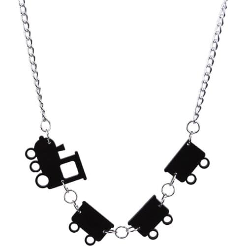 Girls Cute Little Train Necklaces Pendants Trendy Stylish DIY Sweater Chain Vintage Acrylic Necklaces Fashion Jewelry E19011