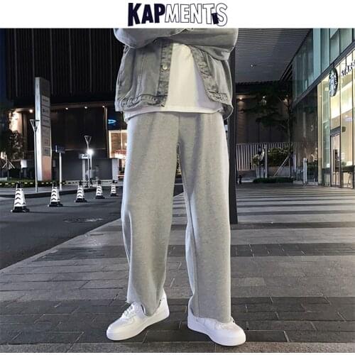 KAPMENTS Men Wide Leg Japanese Streetwear Baggy Sweatpants 2021 Mens Korean Black Causal Joggers Pants Man Y2k Sweat Solid Pants