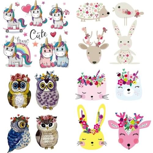 Unicorn patch children t shirt stickers cute Iron on transfers for clothes iron-on transfer vinyl badge on clothes printed press