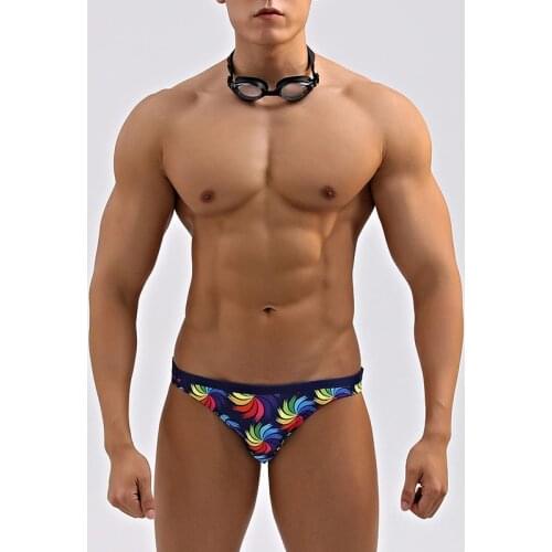 New 2021 sexy colorful spiral swimsuits men swimsuits swim briefs low waist tight man bikinis swimwear beach shorts samll size