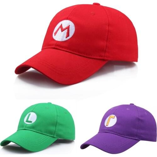 New Anime Baseball Cap Game Super Luigi Adjustable Dad Hat Cosplay Prop Hat Outdoor Summer Sunhat Red Letter M Men Snapback Cap
