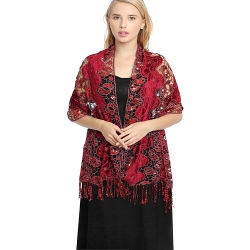 Top Quality Sequined Scarves Elegant Women Wedding Shawls Evening Party shawl and wraps Embroidery Dress wraps