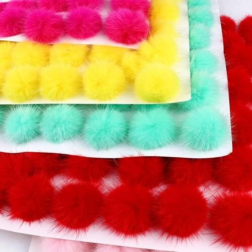 4cm Mink Fur Ball Hair Accessories Fluffy Keychain Wholesale Color Support Mixed Plush Ball Crafts DIY Accessories 15/30pcs