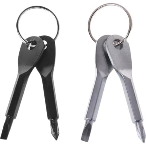 Portable Travel 4 In 1 Stainless Steel Screwdriver Keychain Outdoor Camping Mini EDC Multifunction Slotted Flathead Crossed G99D
