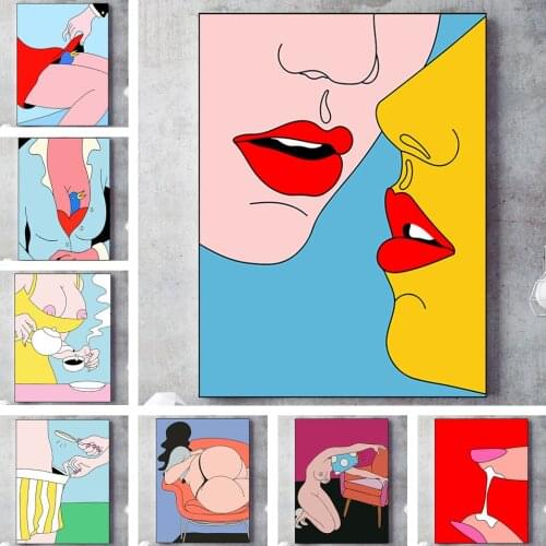 Sexy fashion abstract cafe hotel wall artist home decoration canvas painting art nordic decoration room poster