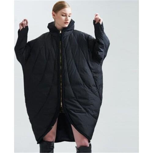 2020 new fashion womens thick cloak type white duck down loose large size down jacket in the long section G137