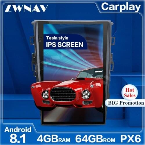 PX6 Tesla Style Big Screen Android 8 Car Multimedia Player For Ford Fusion Mondeo MK5 2013+ GPS Audio Radio stereo BT head unit
