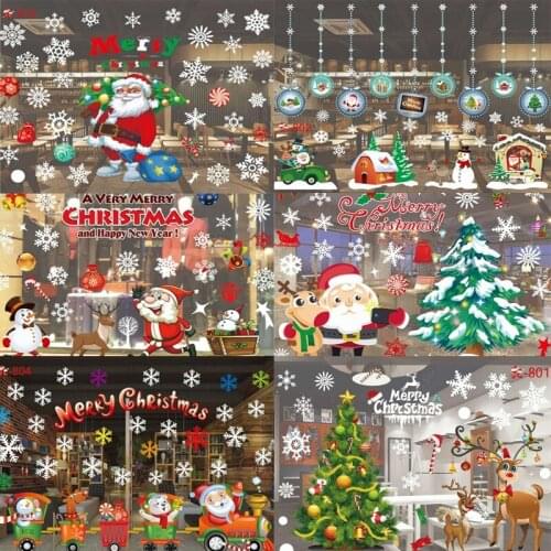 Christmas Removable Window Decal Wall Sticker Decorative Xmas Santa Claus Film Ornament
