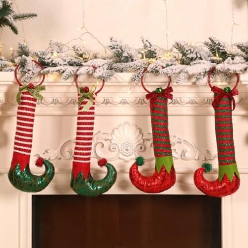 Christmas Ornament Elf Boots Shaped Bell Hanging Pendant Fireplace Decoration Home Party Decor