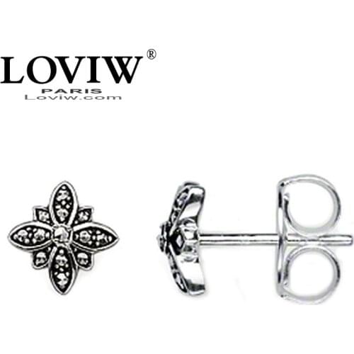 Stud Earrings Marcasite Black Star ear studs Style new Fashion Good Jewerly For Women Gift hot silver-plate