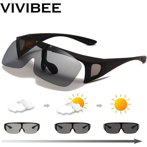 VIVIBEE Flip Up Polarized Sunglasses Men Driving UV400 Photochromic Lens Fishing Goggle for Mypoia Outdoor Women Eyewear