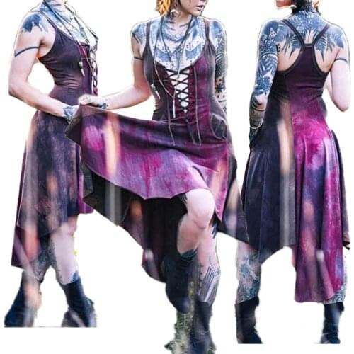 Medieval Cosplay Vintage Halloween Costume for Women Adult Renaissance Dress Middle Ages Punk Gothic Viking Clothing