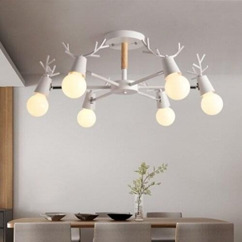 Wooden LED Chandelier For Living Room White Lustre Bedroom Lamps Black Lustres Wooden Hanging Lights Dining Lighitng