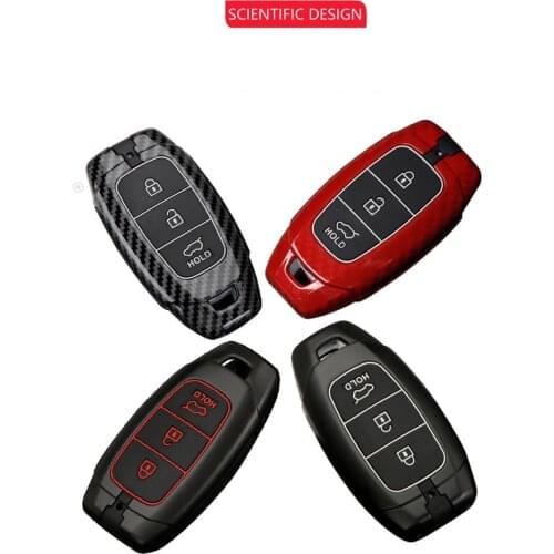 Carbon fiber Alloy+Silicone Car Key Case Cover For Hyundai i30 Ix35 KONA Encino Solaris Azera Grandeur Ig Accent Santa Fe