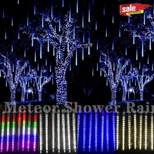 30/50cm Waterproof Meteor Shower Rain Christmas 8 Tubes LED String Lights Outdoor For Tree Wedding Party Decoration Plug Tail