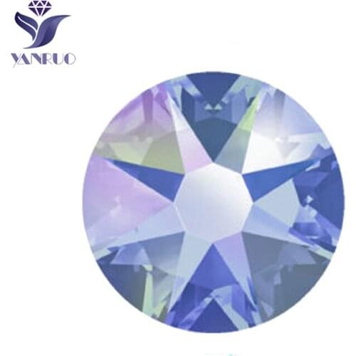 YANRUO 2088NoHF 8 Big 8 Small Cpari Blue Plating AB Stones And Crystals Nonhotfix DIY Diamond Rhinestones Handicraft Accessories
