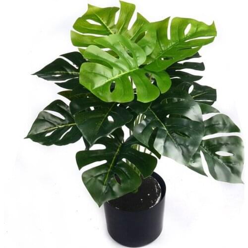 1 Bouquet/12 leaves Artificial Silk Palm Monstera Leaves Green Plant for Home Wedding Table Decoration Fake Bonsai Accessories