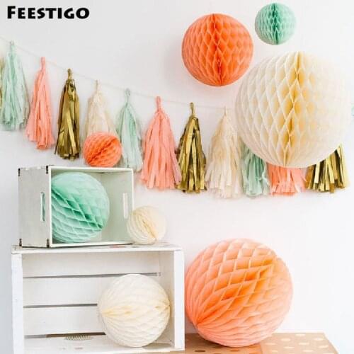 1Pcs Flower Tissue Paper Lanterns Honeycomb Ball Ornament For Wedding Party Decoration Birthday Party Home Garden Hanging Decor
