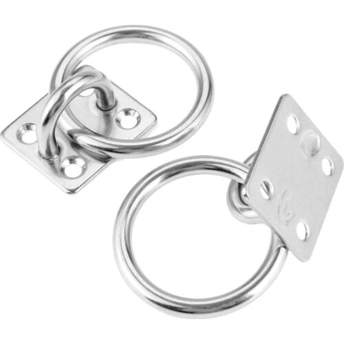 1Pc Cross-Section Dia 6mm Marine 304 Stainless Steel Pad Eye Square Shape Plate With Round Ring Yacht Boats Marine Hardware