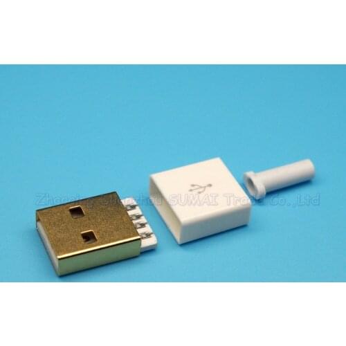 10set/lot 3 in 1 Gold Plating USB-A Male Plug with plastic shell for Data Cable DIY