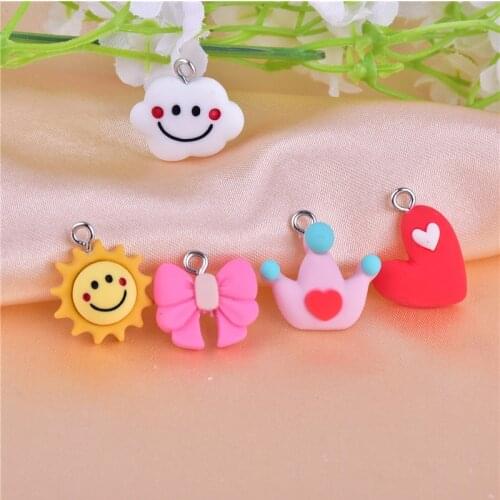 10pcs/pack Cloud Sunshine Crown Heart Bow Resin Earring Charms In Jewelry Making