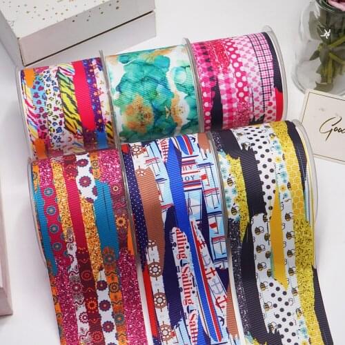 10 Yards 3inch 75mm Cartoon Printing Grosgrain Ribbon For Hair Bows DIY Crafts Handmade Accessories 55694