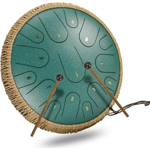 14 Inch New Carbon Steel Tongue Drum 15 Tone Hand Pan Drum with Drumstick Finger Cots Carrying Bag Percussion Instruments Gifts