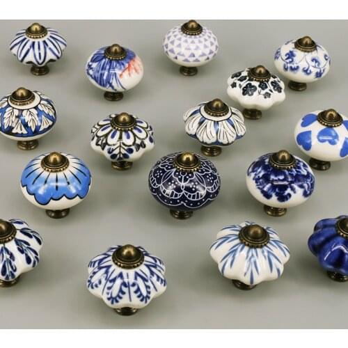 1x Dia.38mm Round Flora Painted Ceramic Bedroom Furniture Door knob Kitchen porcelain Cabinet Cupboard Drawer Pull Handle