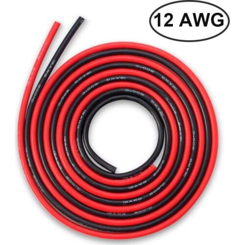 Two Wires 12/16/18/20/26/28/30AWG Silicone Wire SR Wire Flexible Stranded Copper Electrical Cables 1M black 1M red For RC