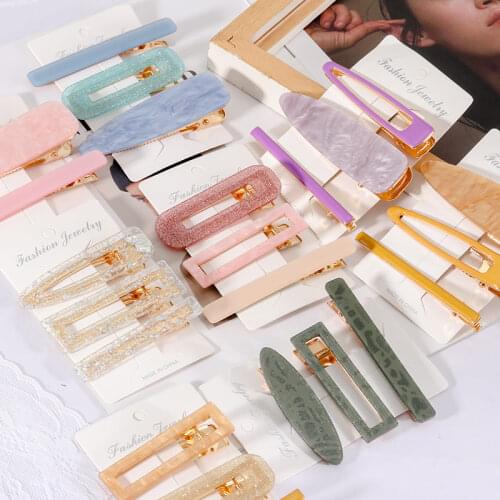 3PCS/Set New Korean Women All-match Acrylic Geometric Hair Clip Sweet Girls Hairpins Headband Barrettes Fashion Hair Accessories