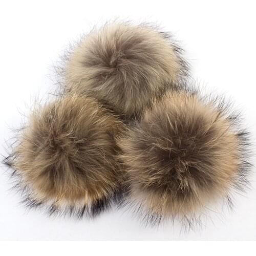 13 15cm Natural Animal Hairball Hat Ball Pom Pom Handmade Artificial Wool Ball Wholesale Cap Accessories PomPom With Buckle 3pcs