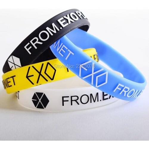 300pcs 4 colours K-POP EXO wristband silicone bracelets free shipping by DHL express