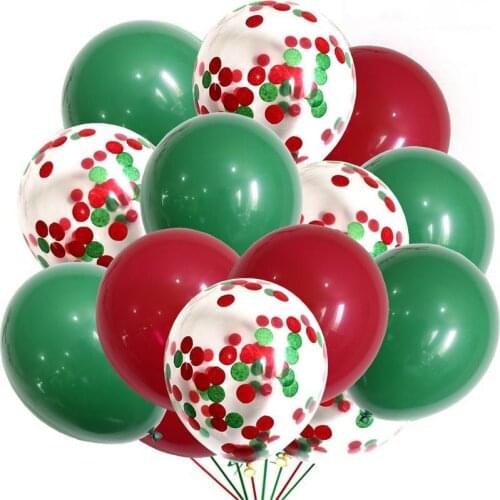 50pcs/Lot Green Red Latex Balloons Red Green Confetti Ball Merry Christmas Festival Birthday Party Decoration Supplies