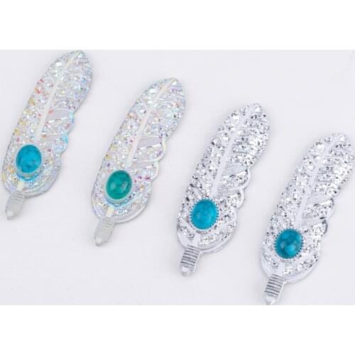 Taidian Beadwork Flatback Resin Feather Cabochon For Native Beaded Jewelry about 63x19MM 100pieces/lot