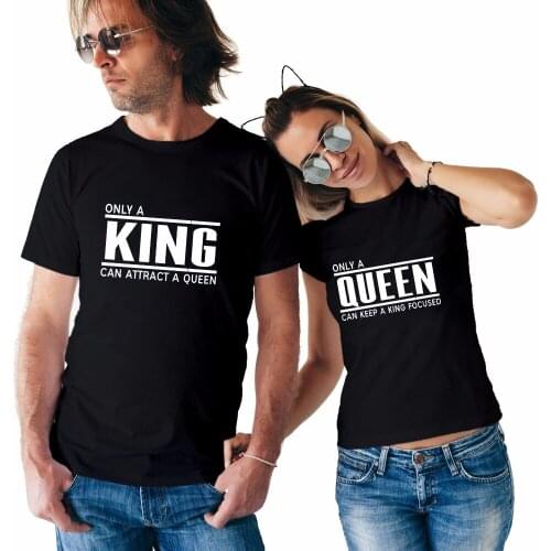 BKLD New Summer Funny Valentines T Shirts KING QUEEN Letter Printing Casual O-neck Tops Tees Short Sleeve Lover Couples Clothes