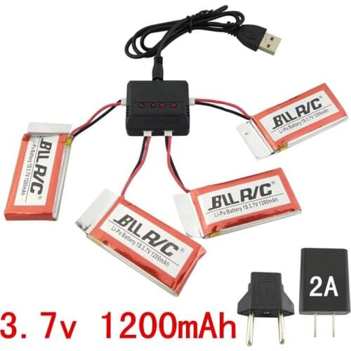 BLLRC four-axis aircraft parts SYMA X5C X5SC X5SW remote control helicopter 5PCS 3.7V 1200mah battery and 4-in-1 charger