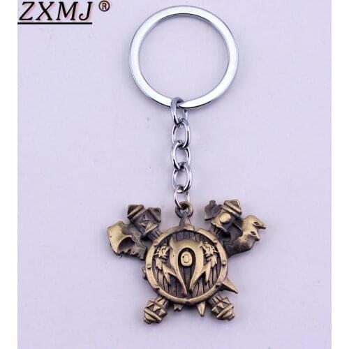 ZXMJ World of Warcraft Keychain Lich King WOW Frost of Sorrows Keyrings The Symbol of Horde Key Ring for Car Holder Jewelry Gift