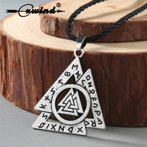 Cxwind Retro Odin Rune Symbol Necklace The Valknut Viking Death Knot Nordic Necklaces Norse Vikings Pendants Necklace Jewelry