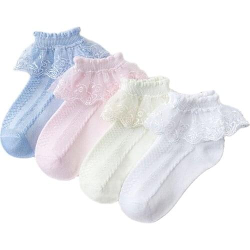 1 Pair Children Lace Socks Dance Baby Girl Solid Color Spring Autumn Summer Short Elastic Smesh Socks Kids