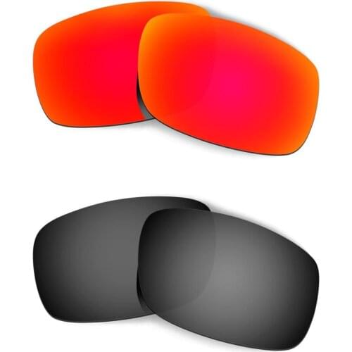 HKUCO For Crankshaft Sunglasses Replacement Polarized Lenses 2 Pairs - Red & Black
