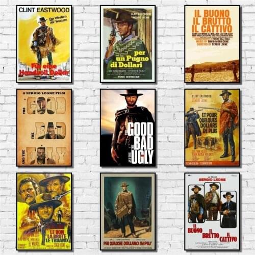 Good Bad Ugly Poster Whitepaper Vintage West Cowboy Poster Art Painting Abstract Fancy Wall Sticker for Coffee House Bar