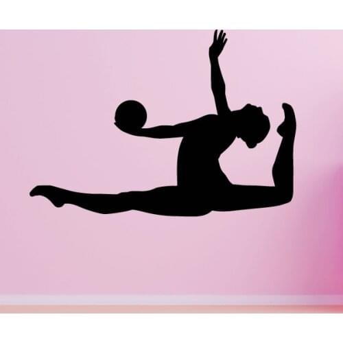 Rhythmic Gymnastics Ball Leap Art Sticker Wallpaper For Bedroom Custom Color Available Vinyl Home Decals For Gym Studio ZA011